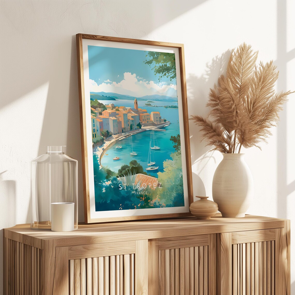 Saint-Tropez France Harbor Sailboats Sunny Coast Travel Poster - Image 2
