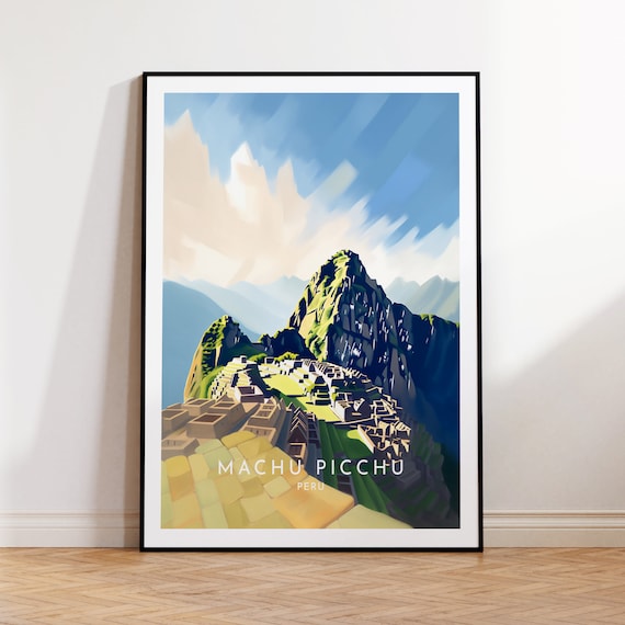 Machu Picchu Peru Ancient Ruins Mountain Travel Poster in Sunlight
