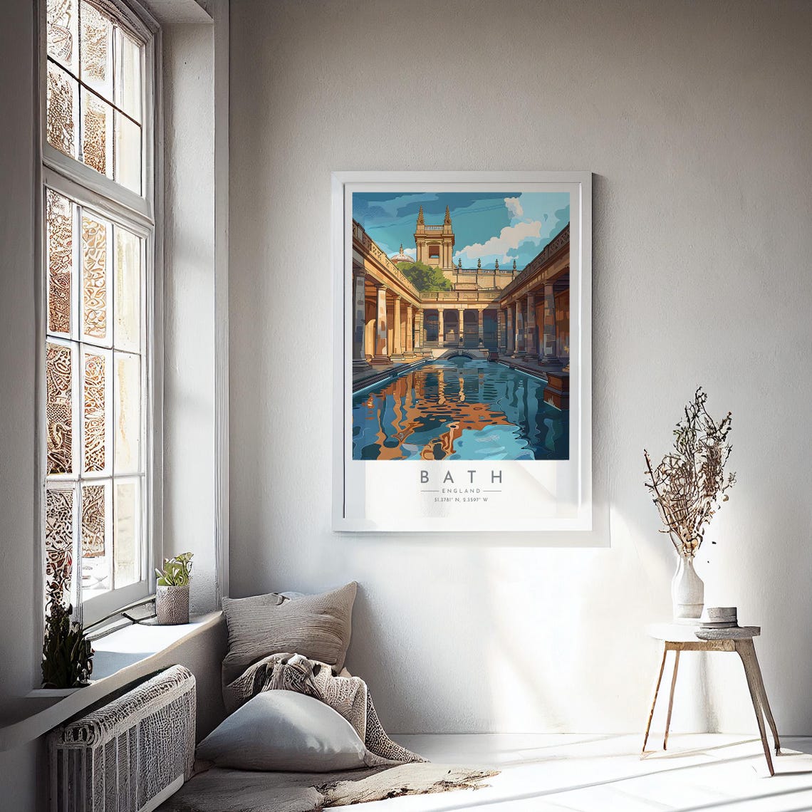 Bath England Roman Baths Colonnade Reflection Historic Spa Poster - Image 4