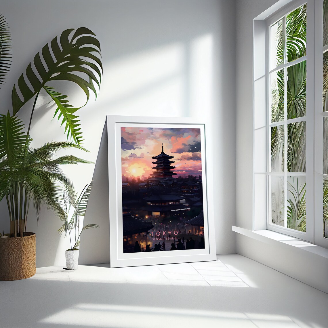 Tokyo Sensoji Temple Sunset Japan Travel Poster with Pagoda Glow - Image 4