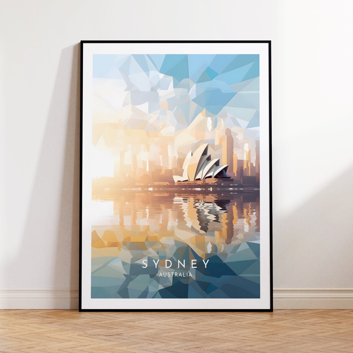 Sydney Australia Opera House Sunrise Low Poly Modern Art Poster