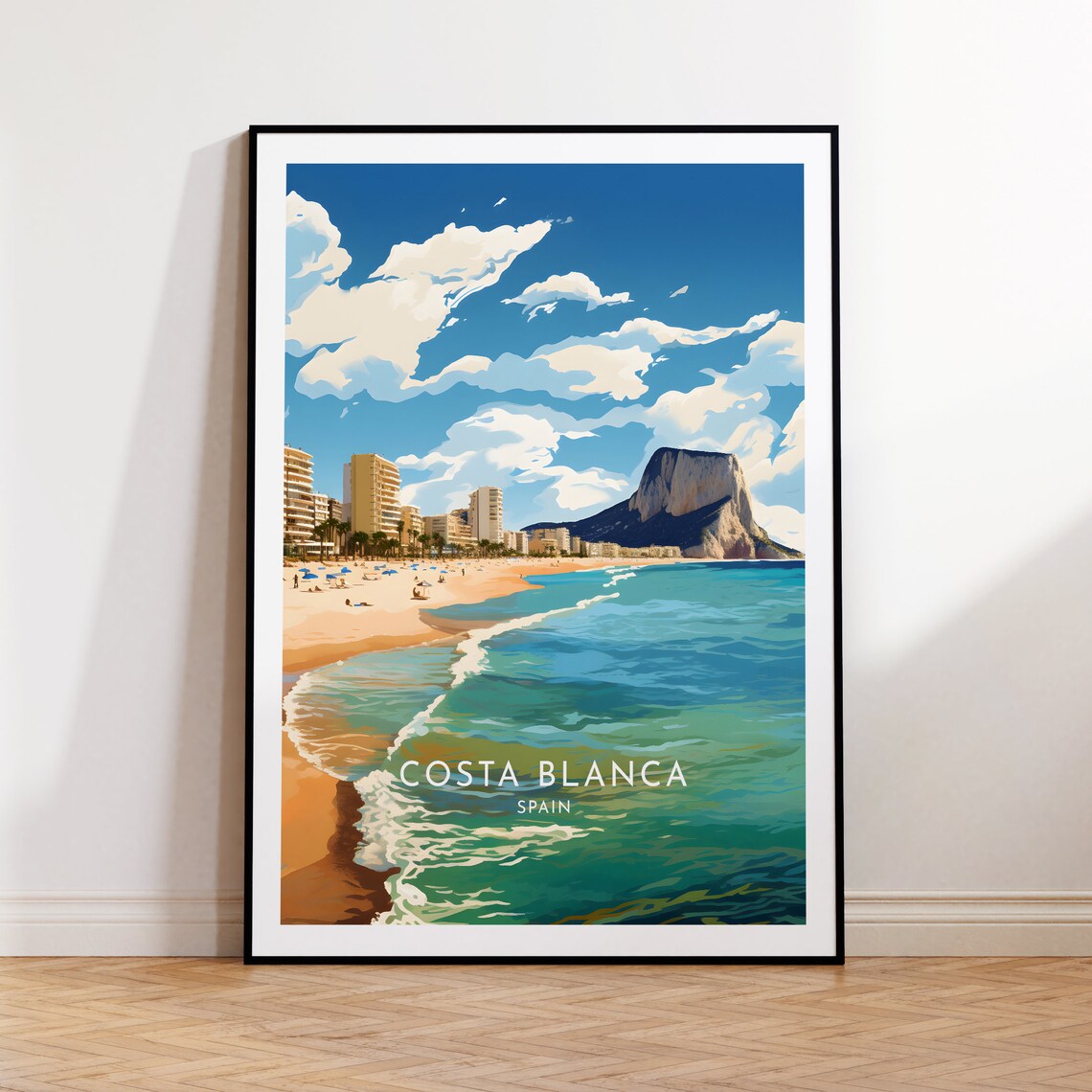 Costa Blanca Spain Mediterranean Beach Rock Headland Waves Poster