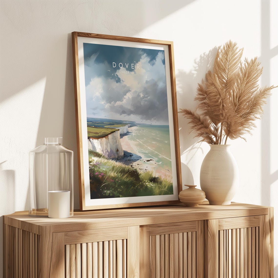 Dover England White Cliffs Sunny Day Wildflowers Travel Poster - Image 2