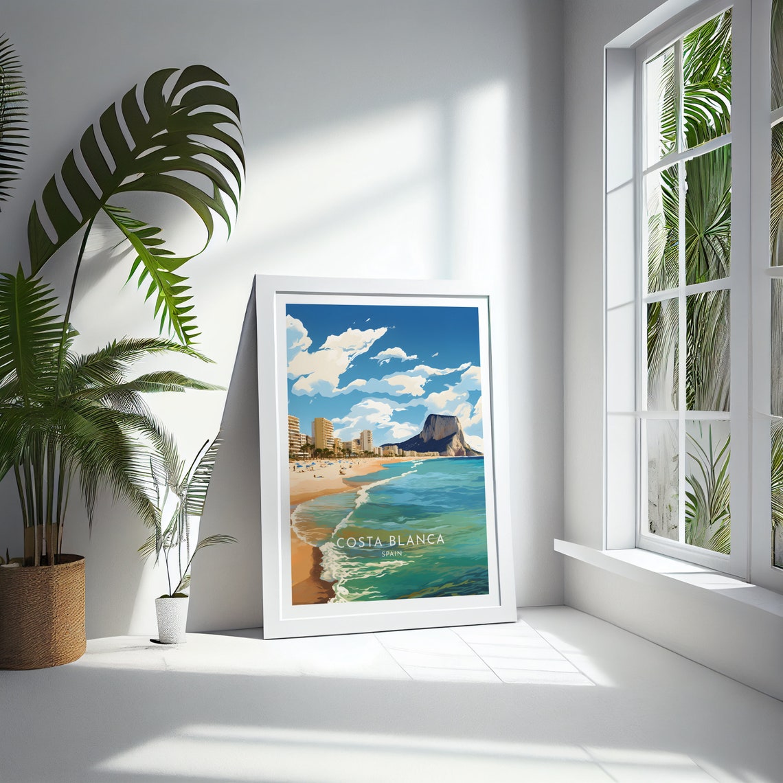Costa Blanca Spain Mediterranean Beach Rock Headland Waves Poster - Image 4