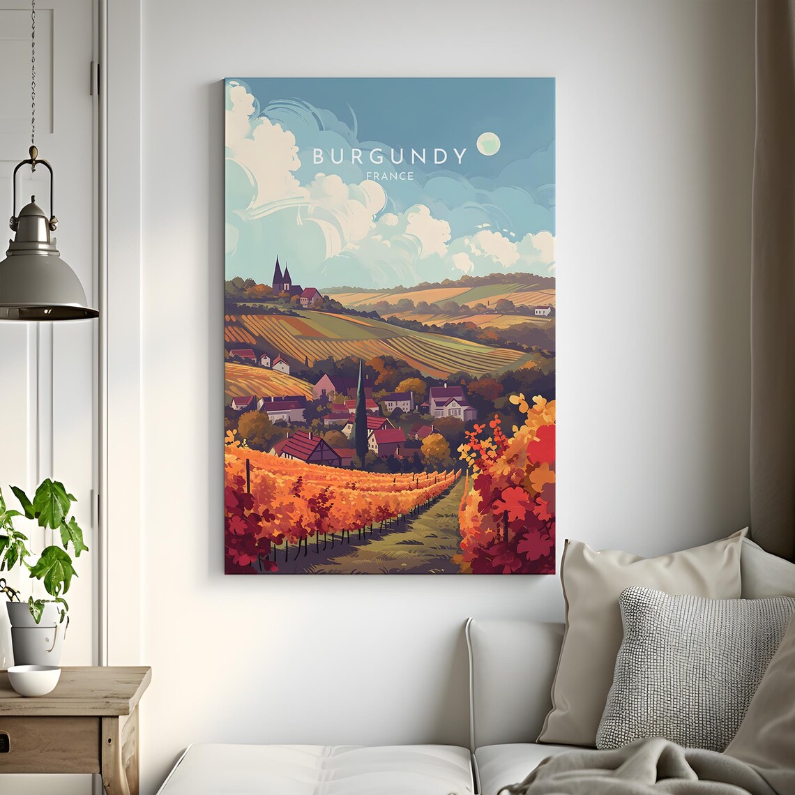Burgundy France Autumn Vineyards Village Wine Country Harvest Poster - Image 3