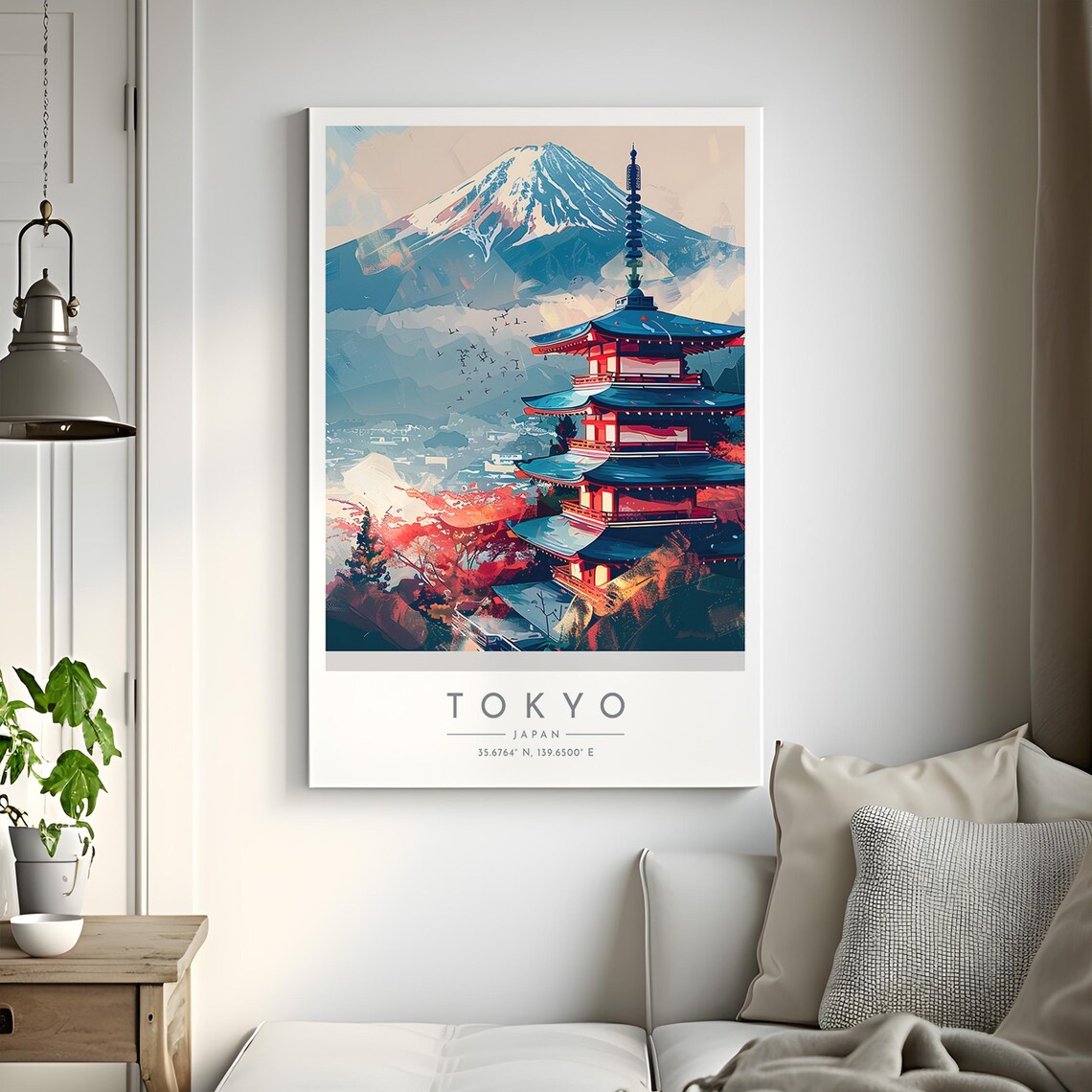 Tokyo Mount Fuji Chureito Pagoda Soaring Birds Travel Poster - Image 2