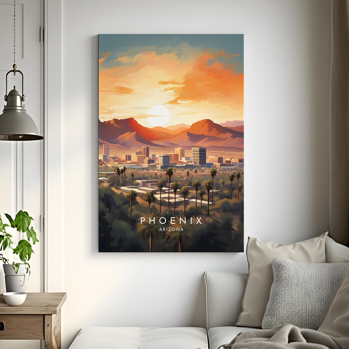 Phoenix Arizona Desert Sunset Mountain Skyline City View Poster - Image 3