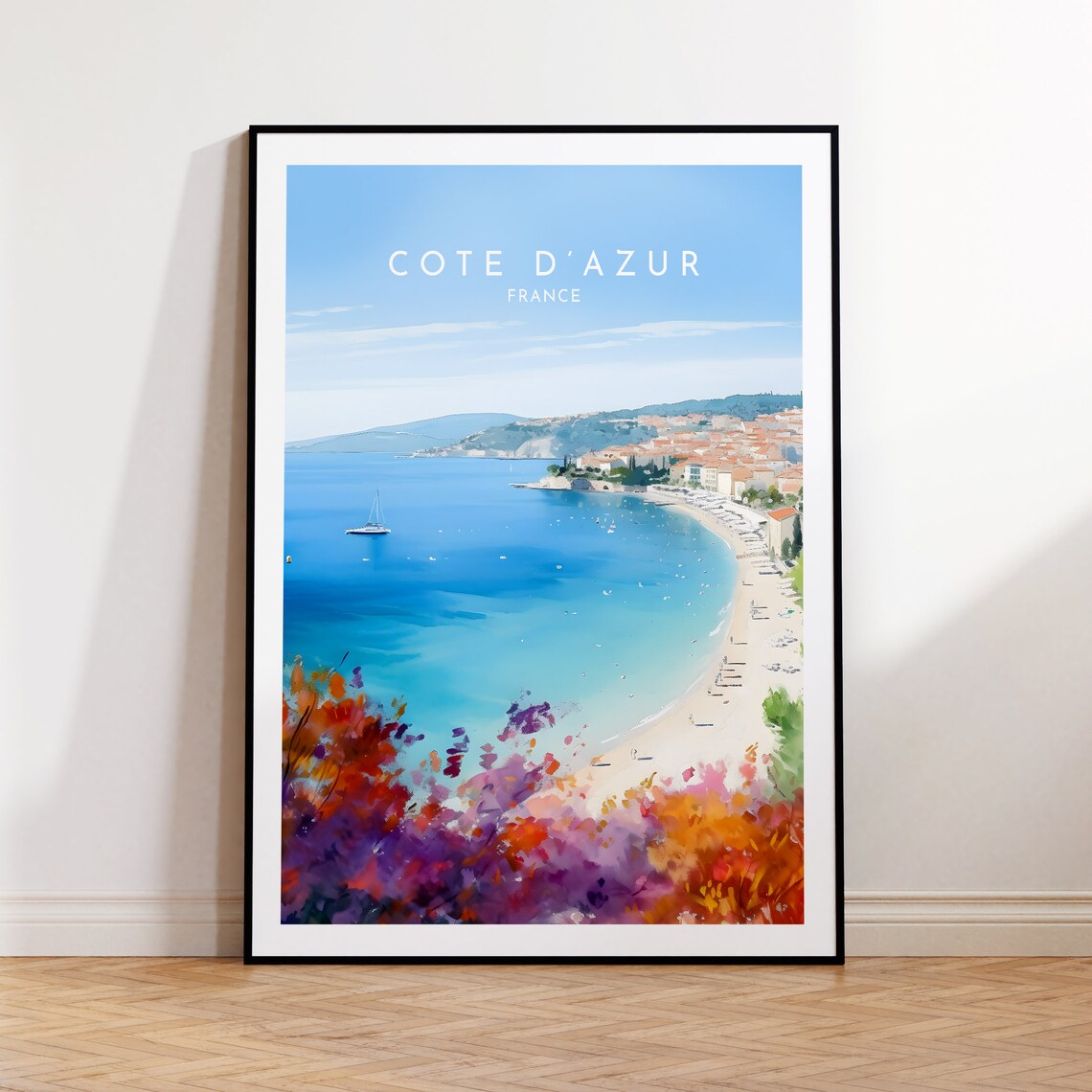 Cote d'Azur France Turquoise Beach Bay Riviera Travel Wall Poster
