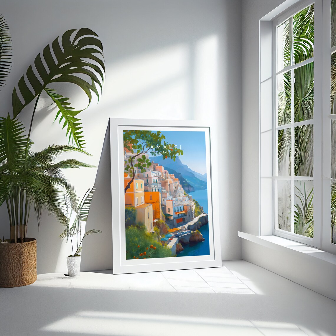 Amalfi Coast Italy Cliffside Village Blue Sea Coast Travel Poster - Image 4