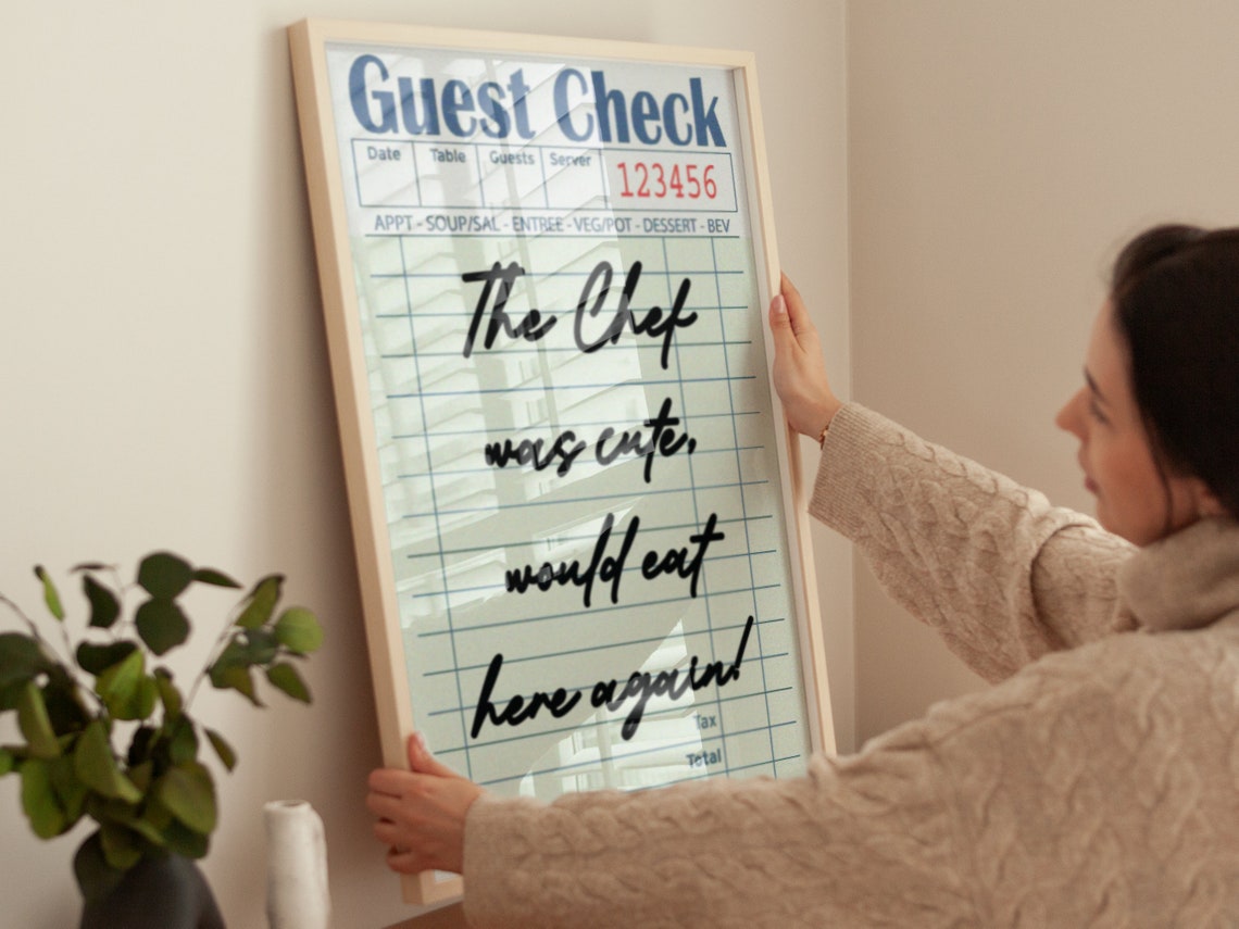 Chef Was Cute Would Eat Here Again Guest Check Funny Wall Art - Image 4