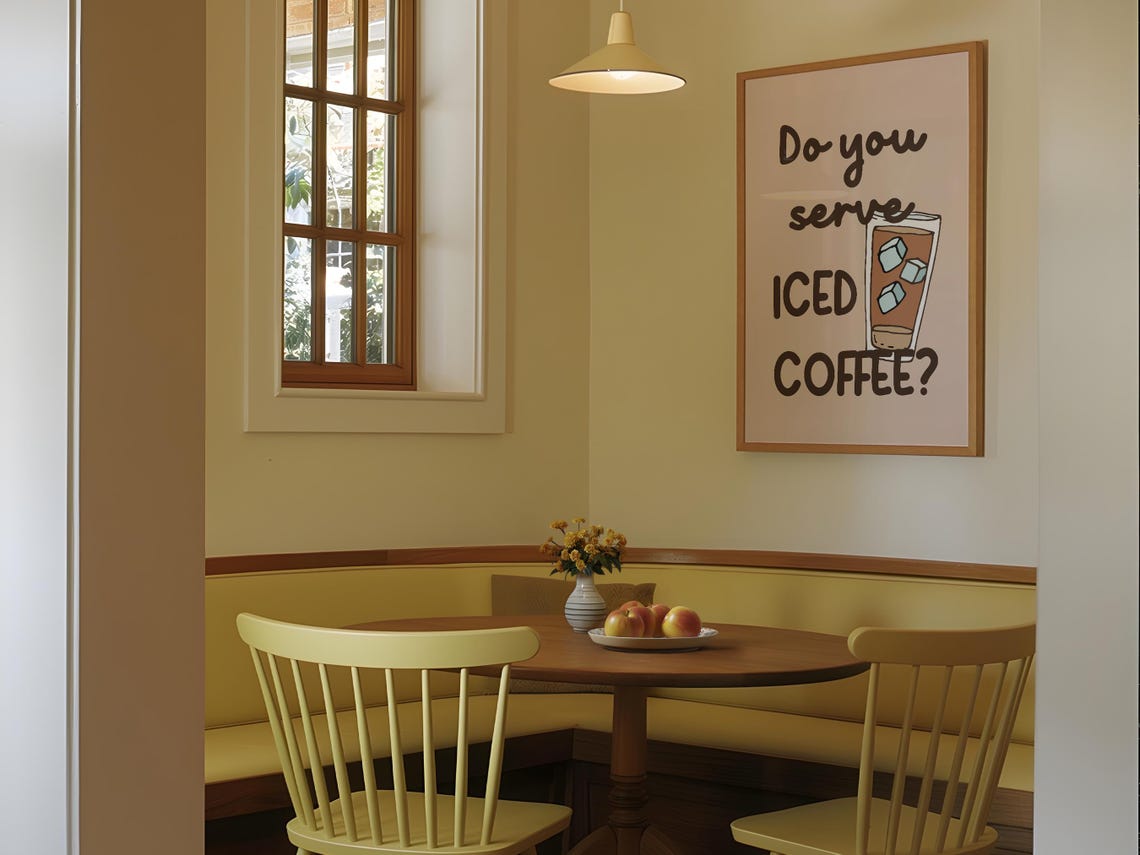 Do You Serve Iced Coffee Funny Quote Retro Kitchen Wall Art Poster - Image 4
