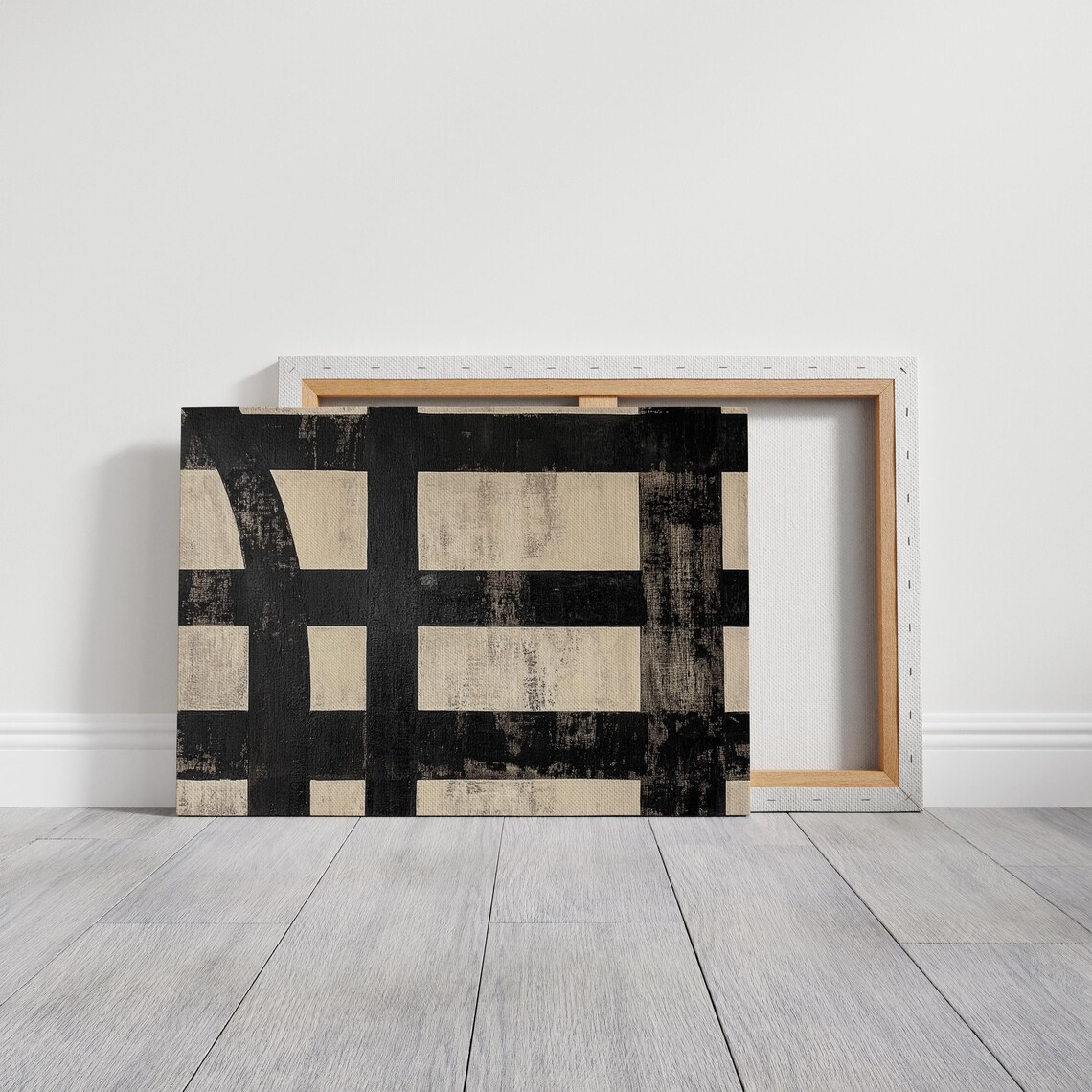Monochrome Geometric Pattern, Abstract Grid Art Print - Image 5