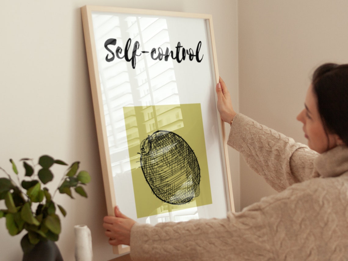 Self Control Lemon Sketch Minimalist Christian Quote Wall Poster - Image 4