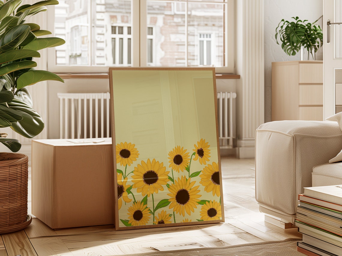 Sunflower Boho Minimalist Botanical Art