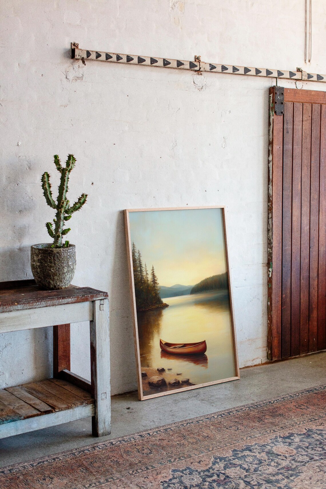 Serene Canoe Lake Poster, Tranquil Sunset Landscape - Image 3