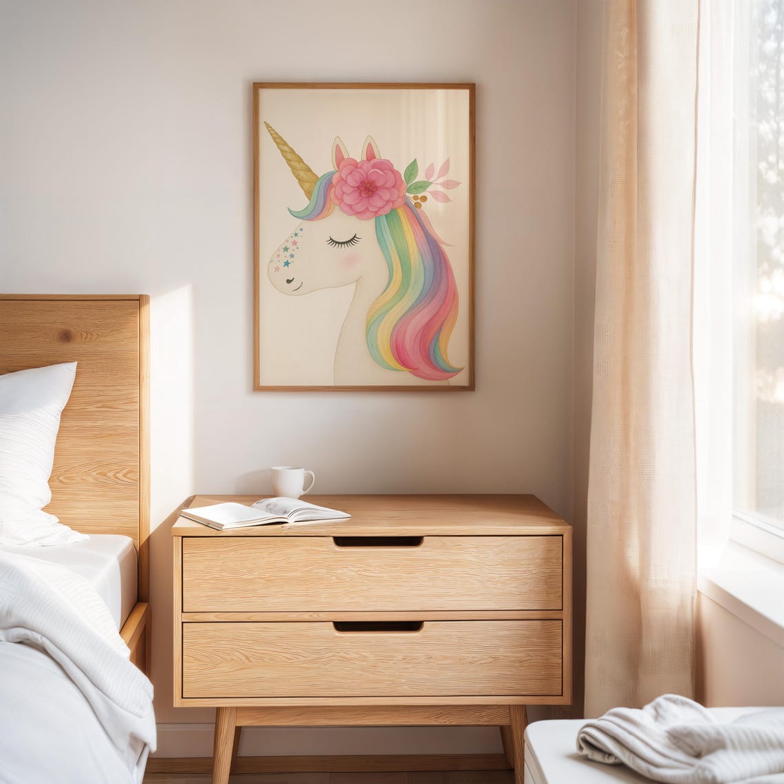 Rainbow Unicorn, Pastel Nursery Wall Art - Image 2