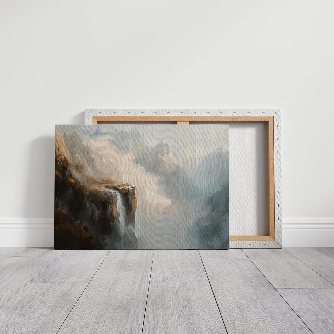 Moody Misty Waterfall Cliffs Dramatic Dark Landscape Art Travel Poster - Image 2