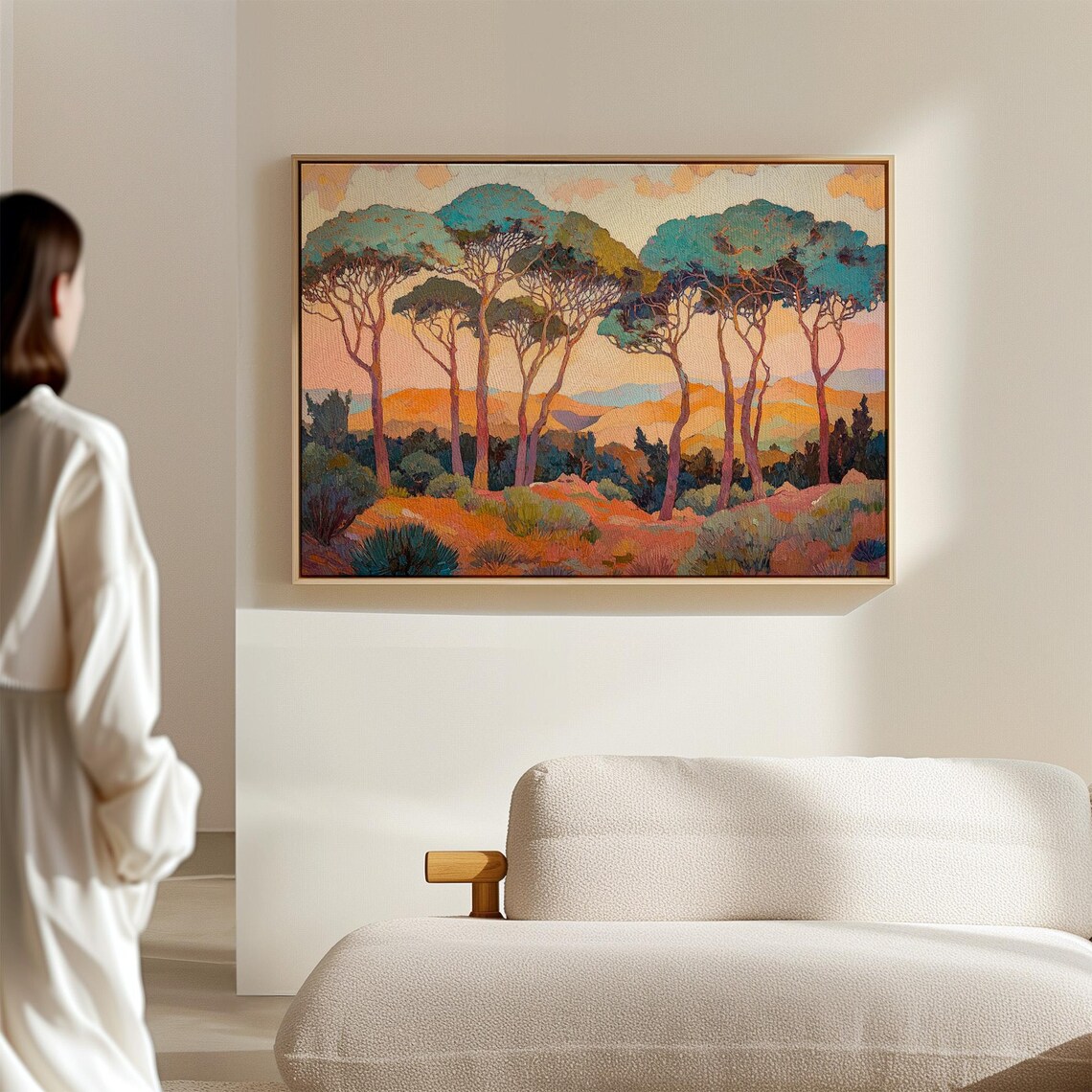 Mediterranean Landscape Painting With Sunset Trees Impressionist Wall Art Prints For Nature Inspired Home Decor - Image 4