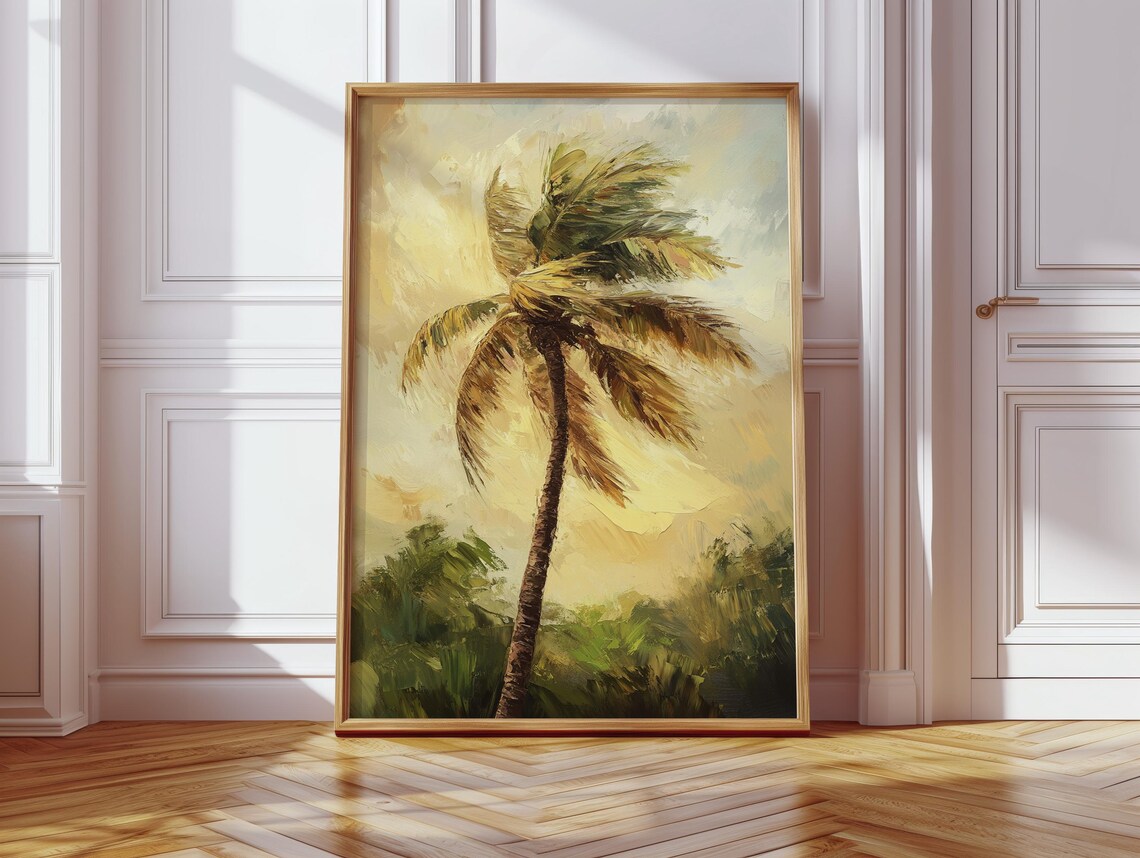 Tropical Palm Tree Art Print, Golden Sunset Beach - Image 5