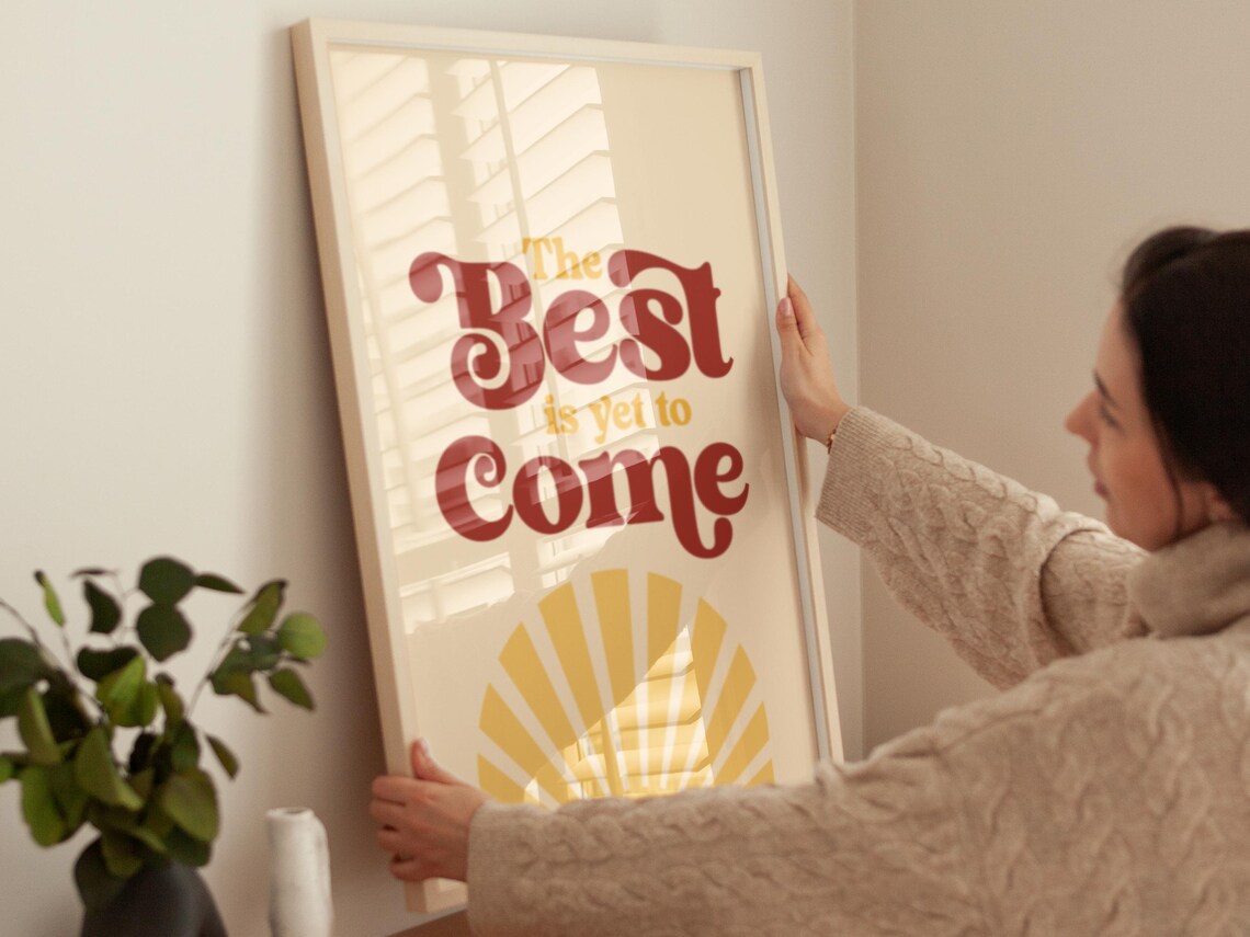 The Best Is Yet To Come Retro Sunrise Motivational Quote Poster - Image 2