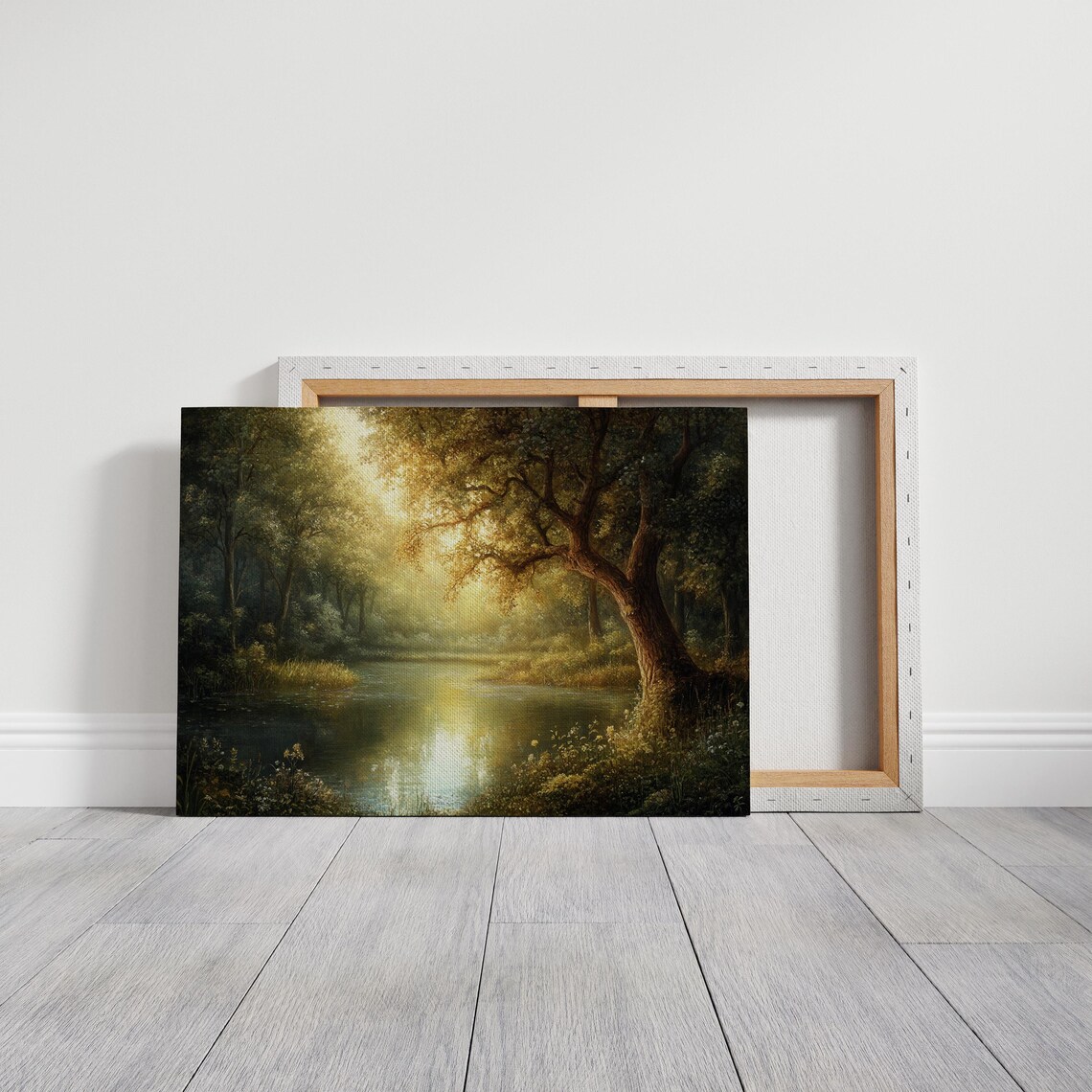 Sunlit Forest River Landscape, Peaceful Nature Scene - Image 2