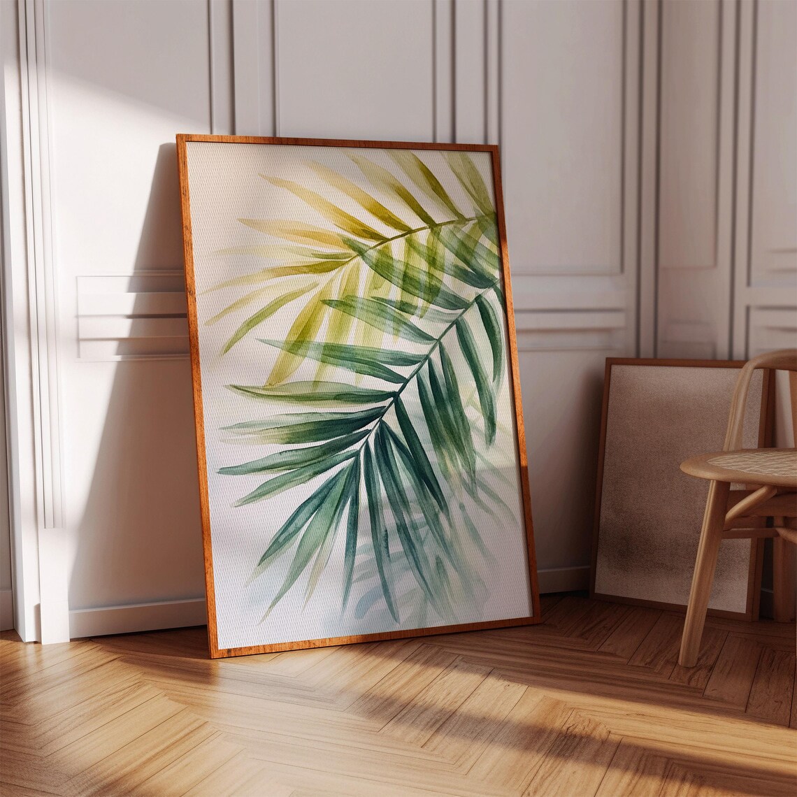 Layered Palm Leaf Watercolor, Tropical Botanical Illustration - Image 2