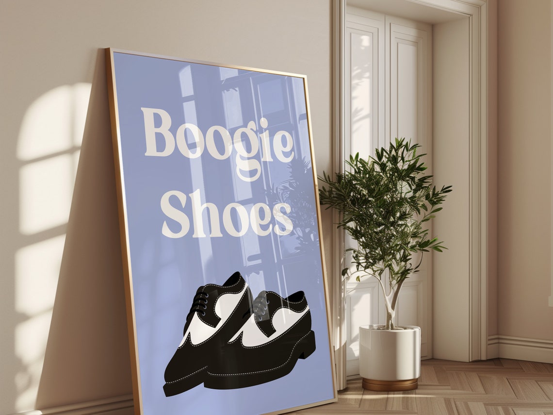 Boogie Shoes Retro Disco Typography Poster with Dancing Shoes Art - Image 2