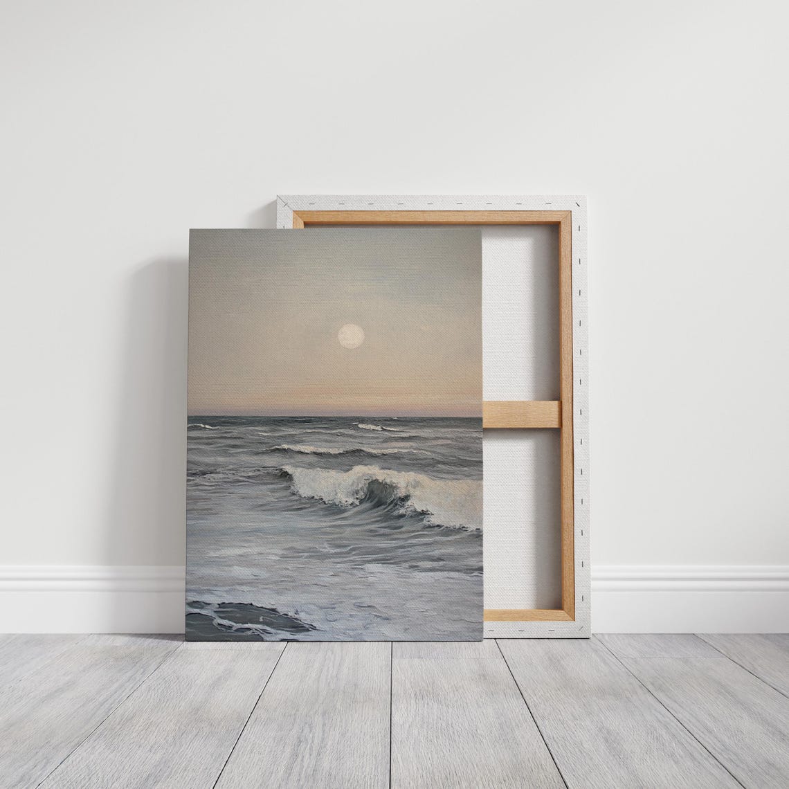Serene Moonlit Ocean Waves Minimalist Seascape Night Wall Poster - Image 4