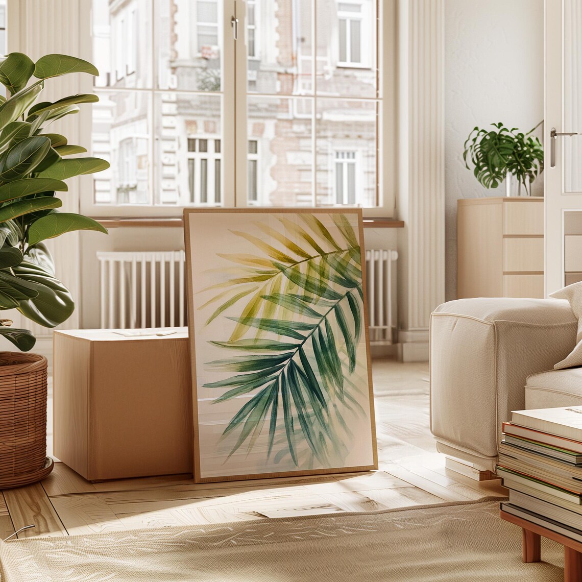 Layered Palm Leaf Watercolor, Tropical Botanical Illustration - Image 3