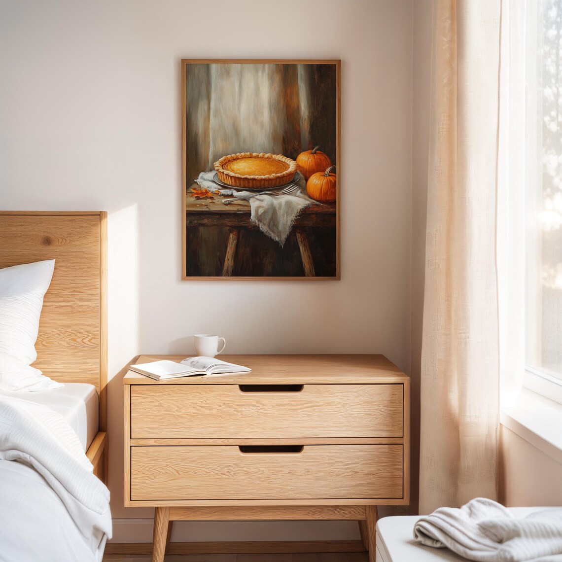 Rustic Pumpkin Pie Art Print, Autumn Kitchen Decor - Image 2