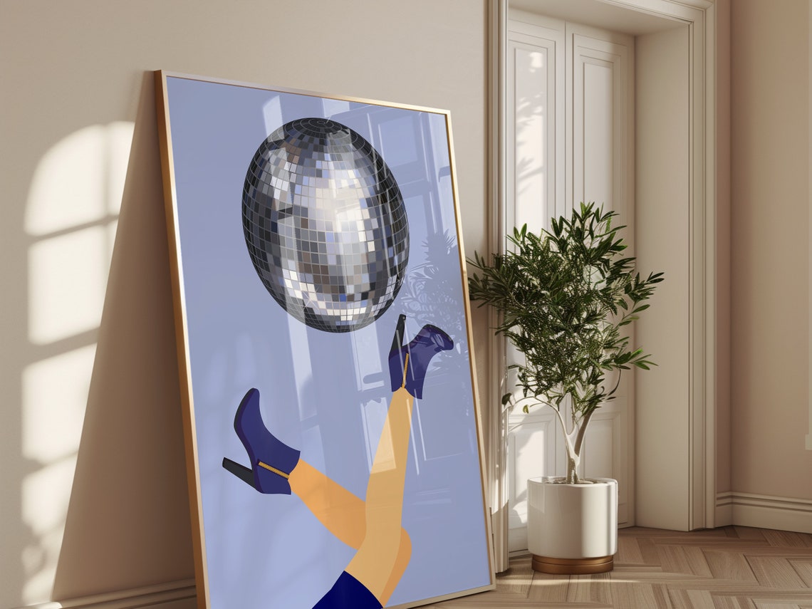 Disco Shoes Playful Legs And Boots Under Disco Ball Retro Art Poster - Image 4