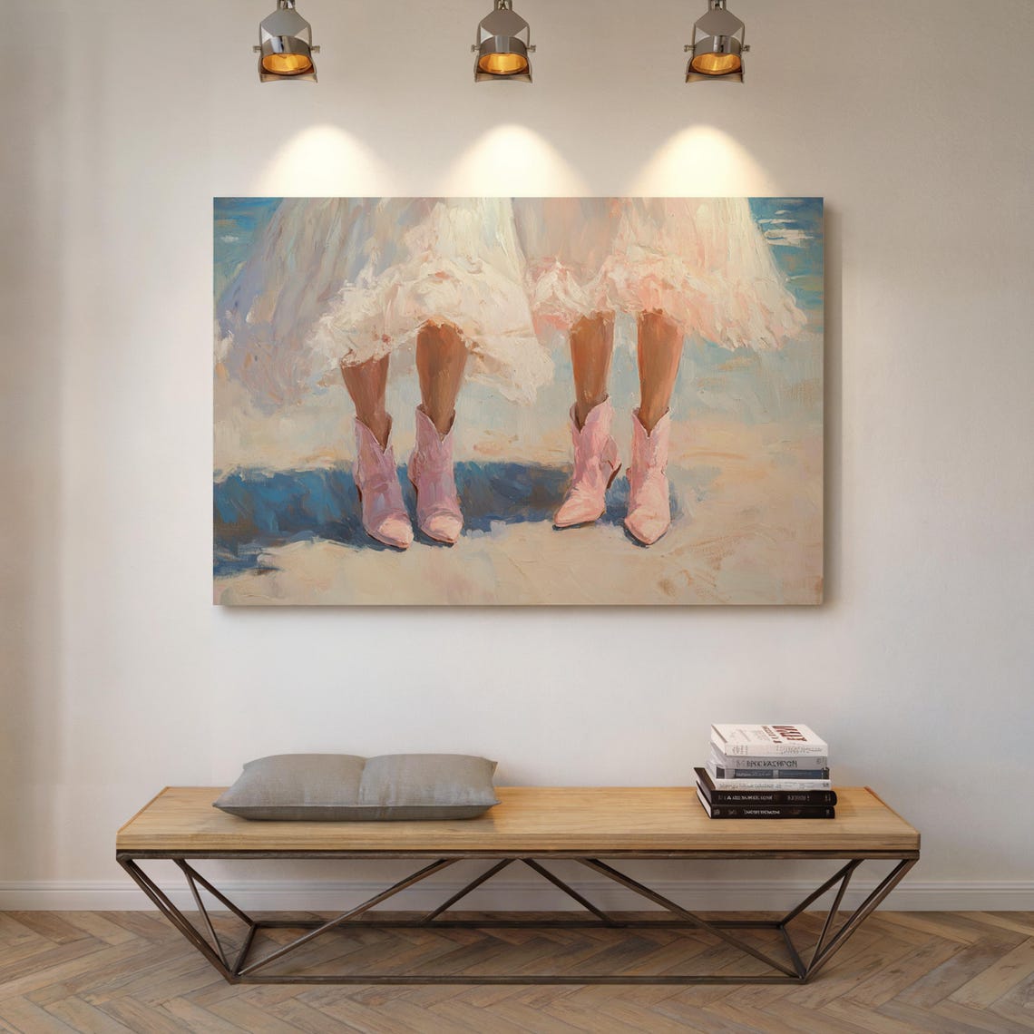 Pink Cowboy Boots Brides Wedding Dress Impressionist Western Poster - Image 5