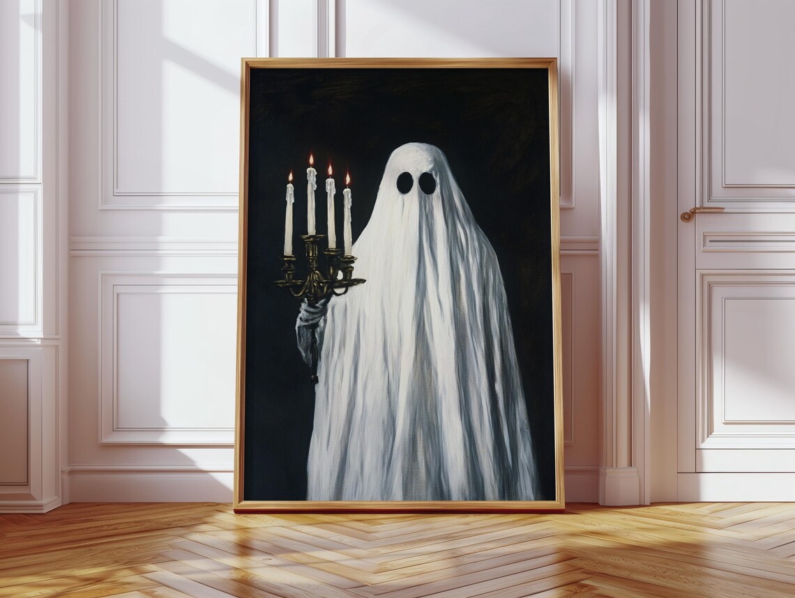 Elegant Ghost Holding Lit Candelabra Dark Academia Gothic Poster - Image 4