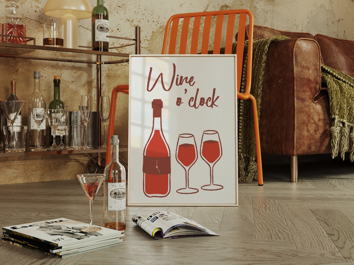 Wine Oclock Boho Minimalist Modern Art