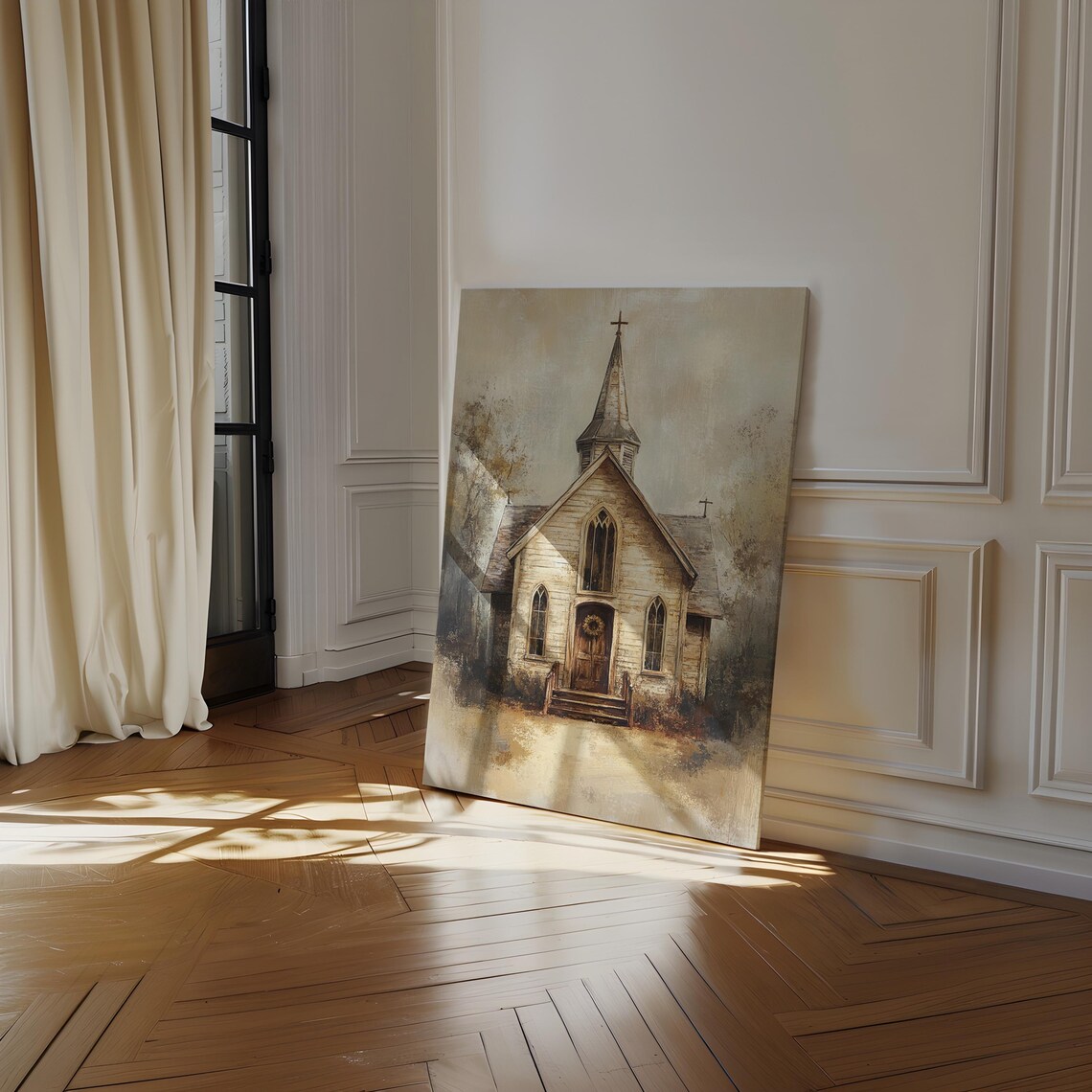 Rustic Church Painting, Vintage Chapel Art Print - Image 3