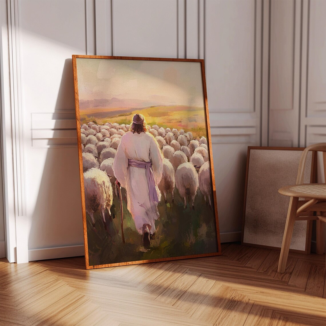 Jesus The Good Shepherd Art Print, Christian Pastoral Scene - Image 4