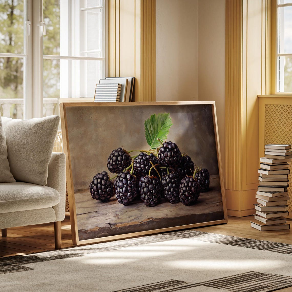 Fresh Blackberries Still Life Rustic Wood Realistic Fruit Art Print - Image 4