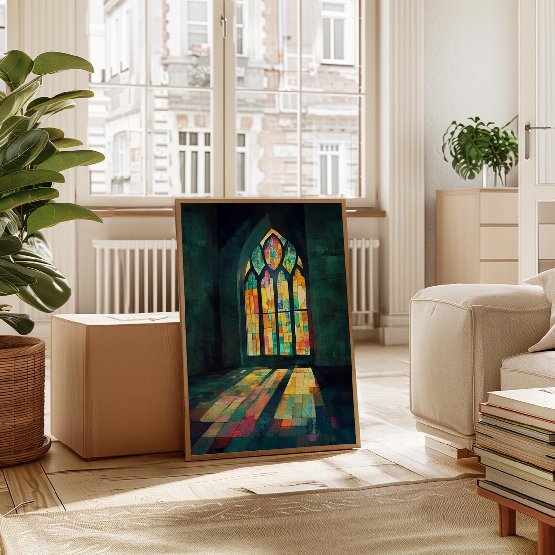 Stained Glass Light Rays Church Window Art Print - Image 4