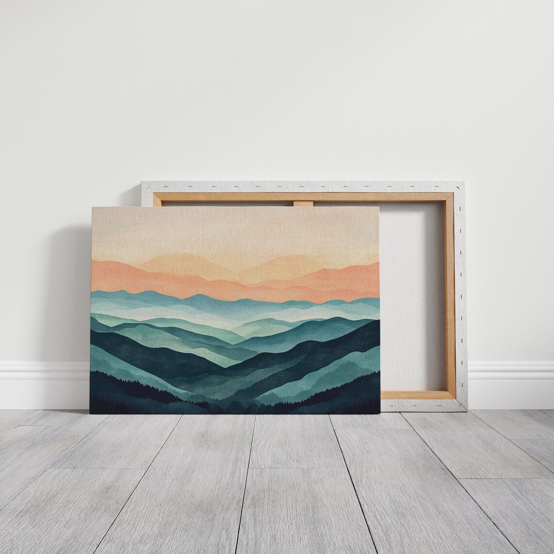 Minimalist Mountain Sunset Art Print, Abstract Landscape - Image 2