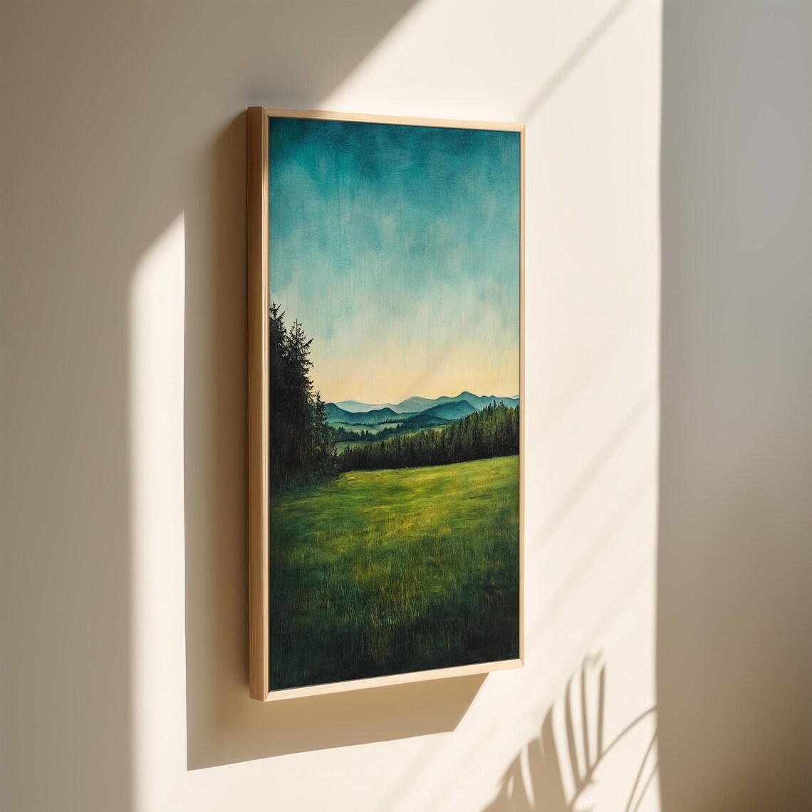 Serene Mountain Landscape, Misty Forest Art Print - Image 2