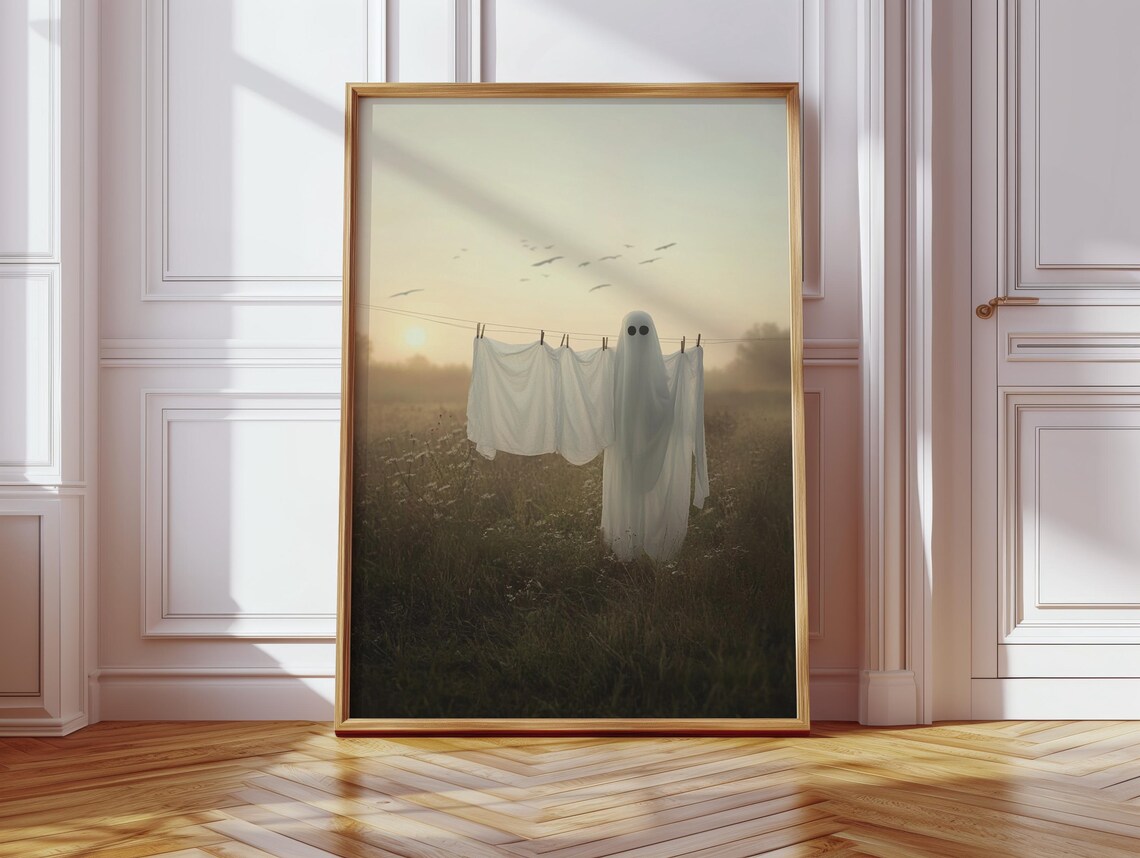 Ghost In Sunrise Laundry Field, Soft Spooky Decor