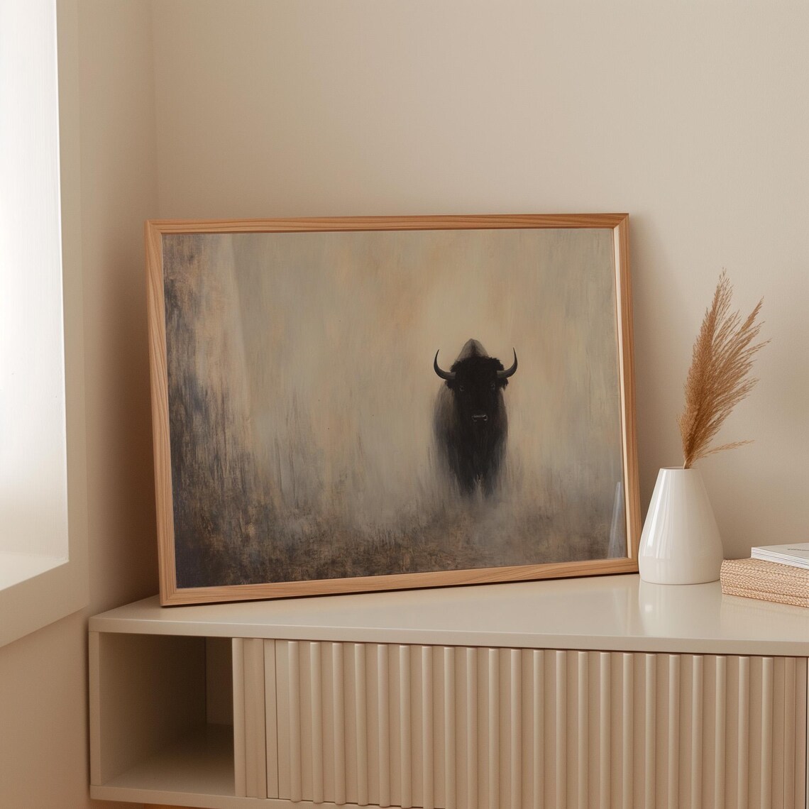 Minimalist Bison, Western Wildlife Art Print - Image 2