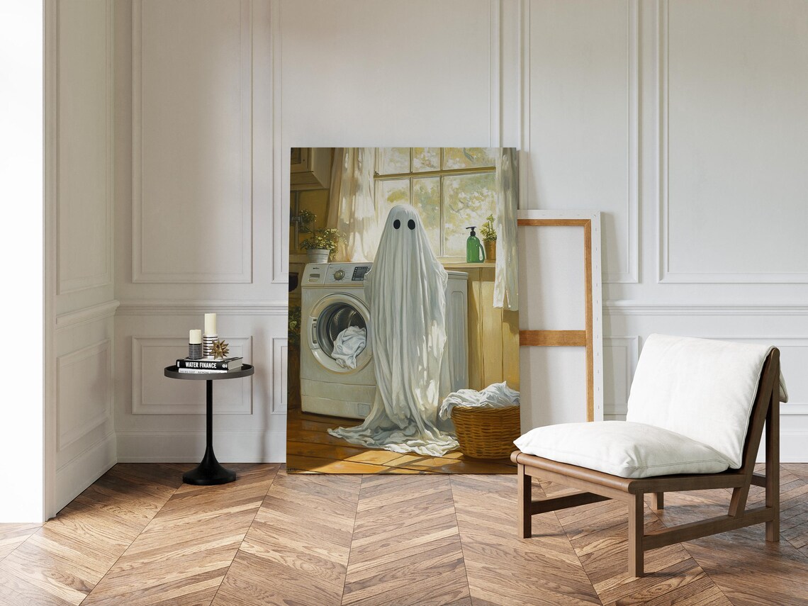 Cute Ghost In Laundry Room, Whimsical Chore Decor - Image 4