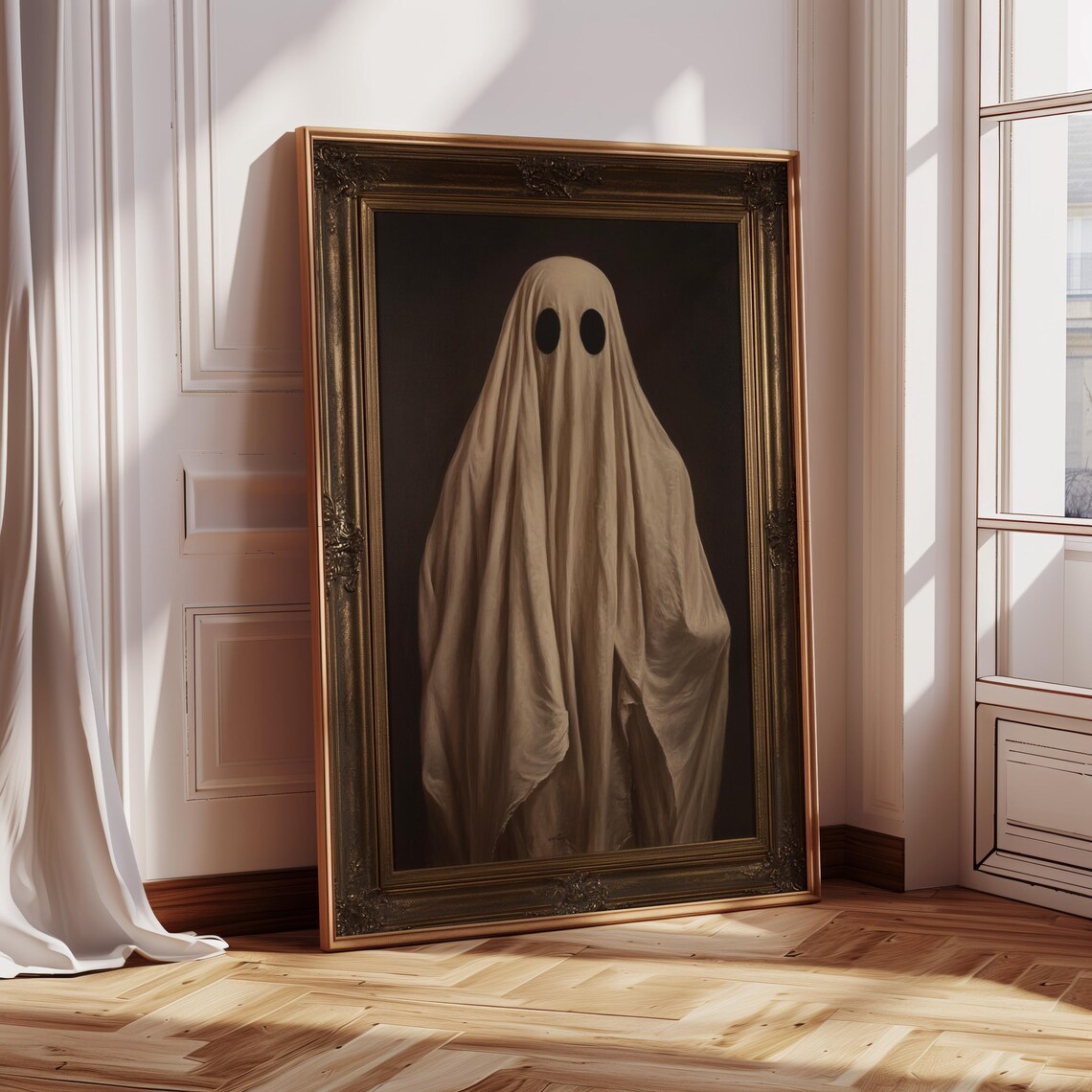 Vintage Ghost Portrait, Gothic Halloween Decor - Image 3