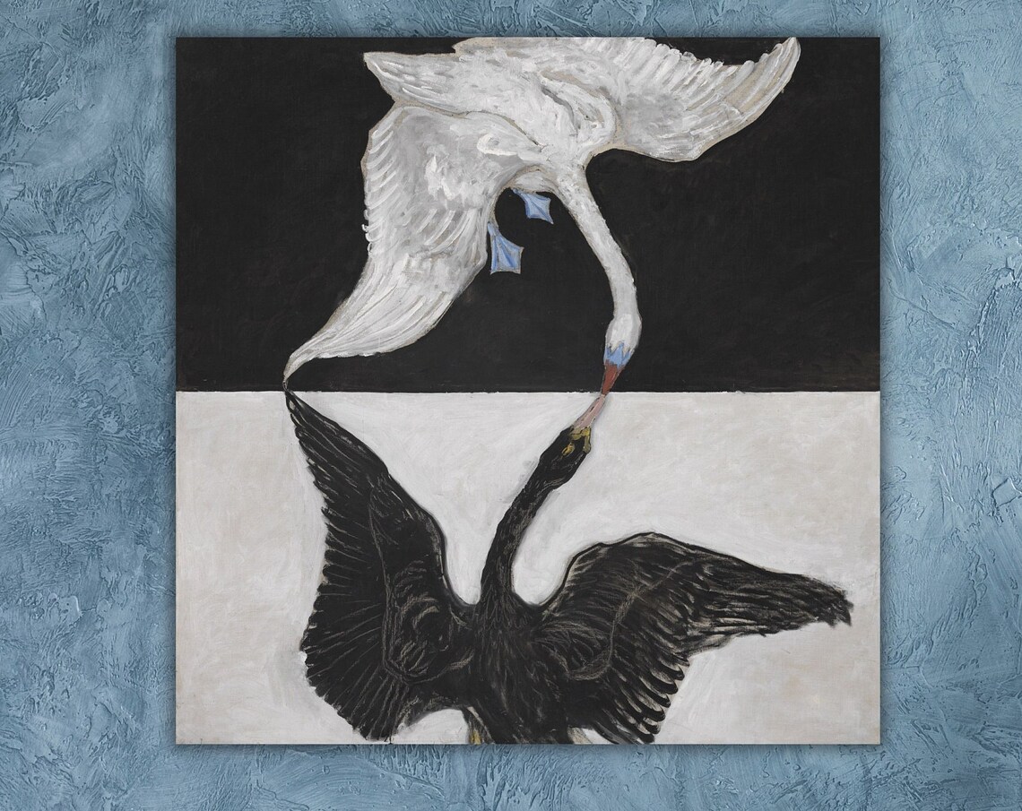 Hilma Af Klint Black And White Swan Mirror Symbolist Art Poster