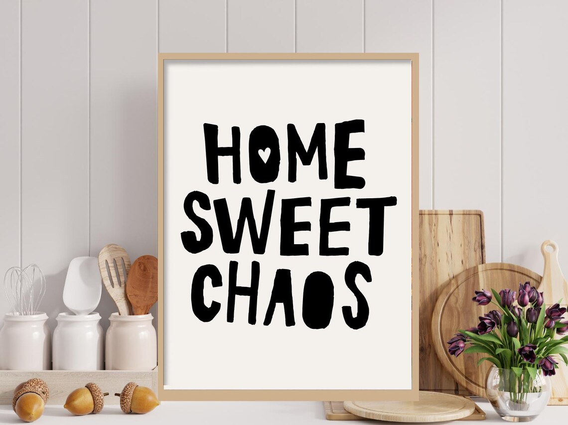 Home Sweet Chaos Boho Quote, Inspirational Typography - Image 2