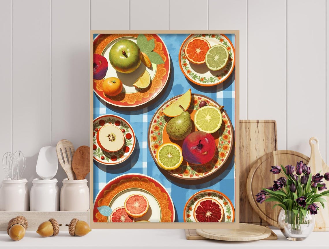 Fruit Still Life - Boho Kitchen Decor Art Print - Image 6