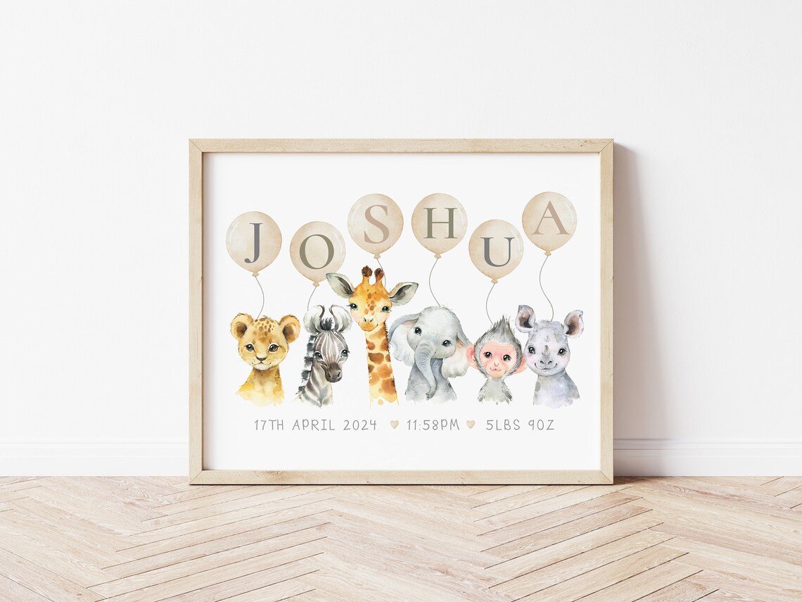 Safari Name Print, Neutral Baby Nursery Decor - Image 2