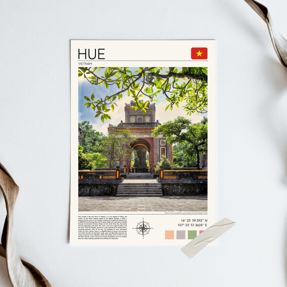 Hue Vietnam Imperial Citadel Historic Gate Minimalist Travel Poster - Image 5