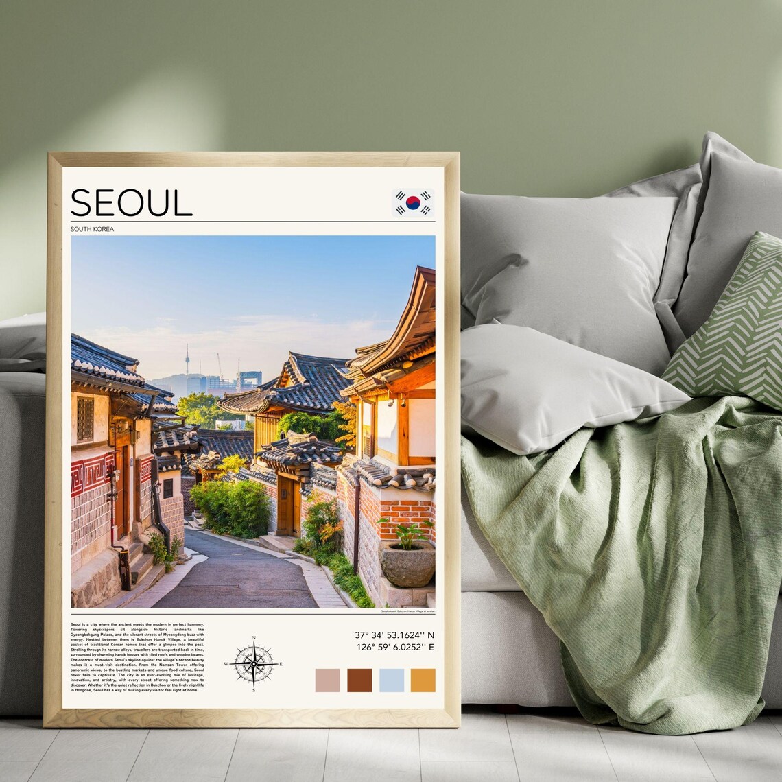 Seoul South Korea Bukchon Hanok Village Traditional Alley Poster - Image 5